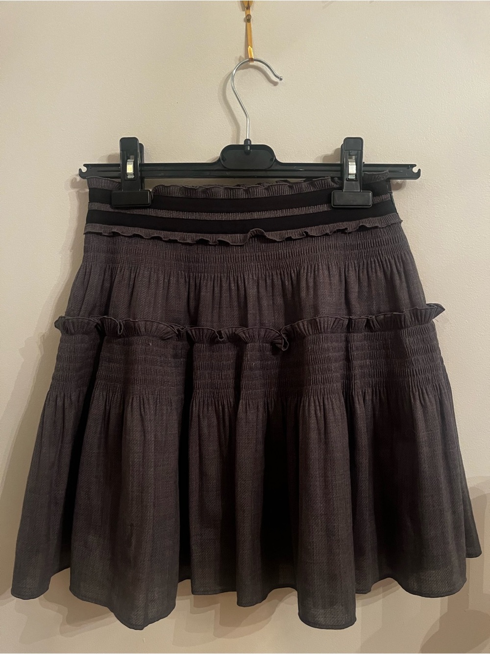 Diane Von Furstenberg Dark Gray Tiered Ruffle Skirt